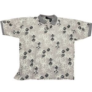VTG OP Ocean Pacific Sport Men's Large Gray Cotton All Over Floral Print 90s Y2K